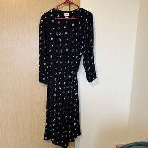 Wilfred Black Dress with White Floral Pattern